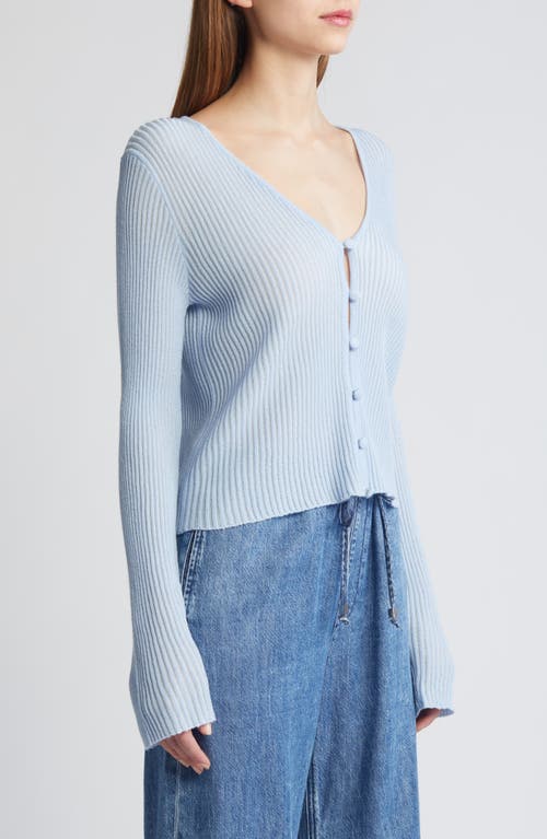 Rag & Bone Dorit V-neck Wool Blend Rib Cardigan In Light Blue