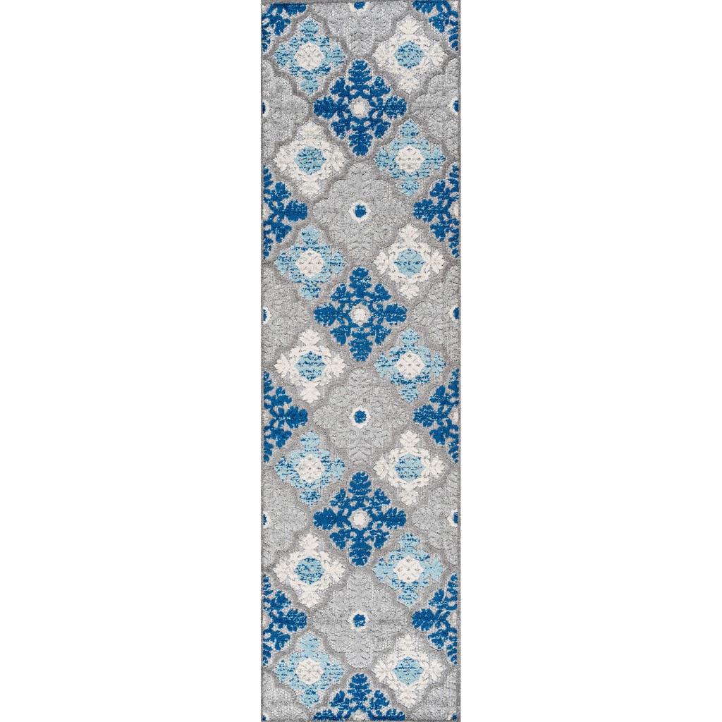 Shop Jonathan Y Cassis Ornate Ogee Trellis Indoor/outdoor Area Rug In Light Gray/blue