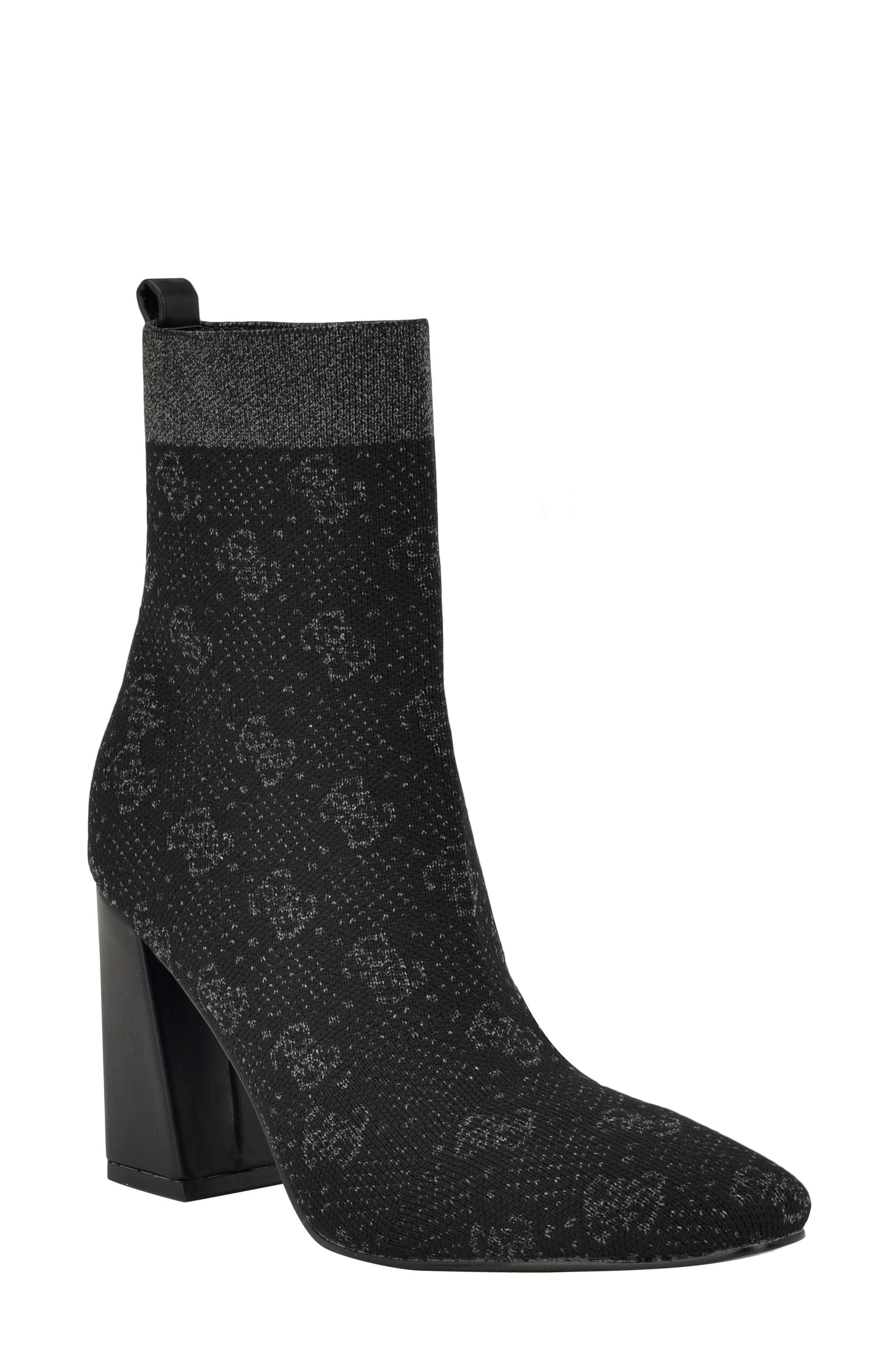 GUESS Yonel Monogram Sock Bootie in Black 1 Smart Closet