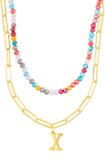 Adornia Initial Layered Necklace In Multi-x