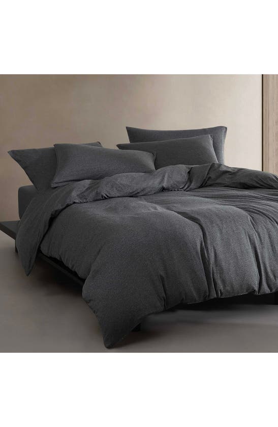 Shop Calvin Klein Mélange Cotton Blend Jersey Duvet & Shams Set In Grey