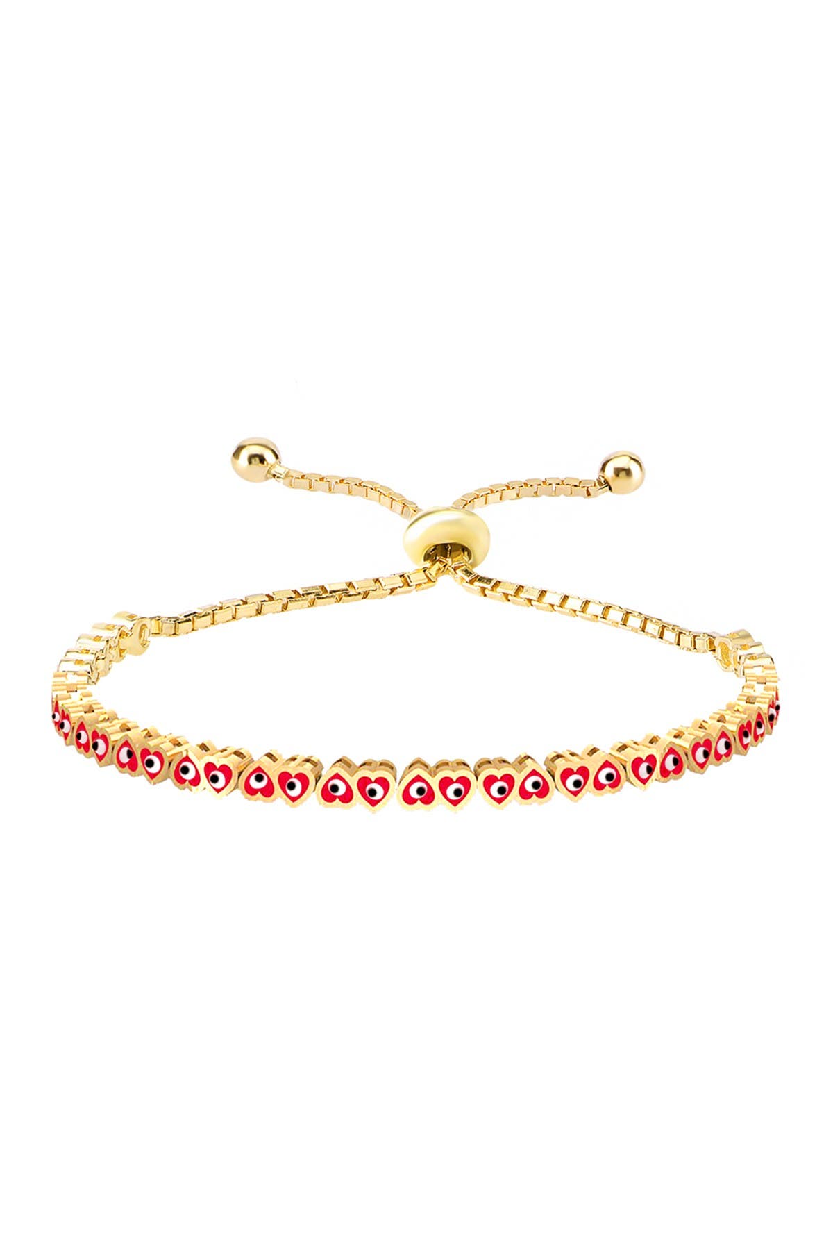 Shop Gabi Rielle 14k Gold Vermeil Red Heart And Evil Eye Adjustable Bracelet