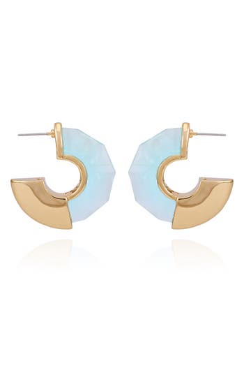 Shop Vince Camuto Clearly Disco Hoop Earrings In Light Blue/gold Tone