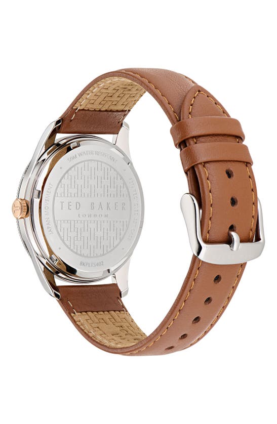 Shop Ted Baker Leather Strap Watch, 20mm In Brown/ Tan