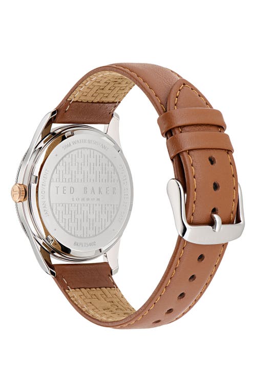 Shop Ted Baker London Leather Strap Watch, 20mm In Brown/tan