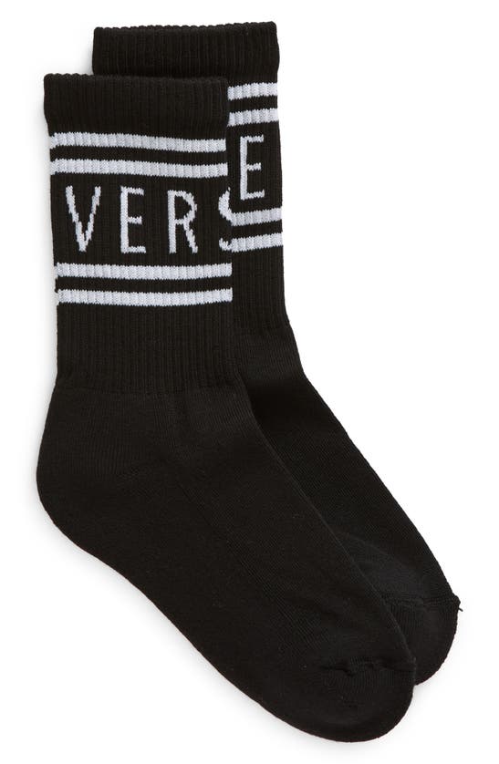 Versace Kids' Logo Crew Socks In Black
