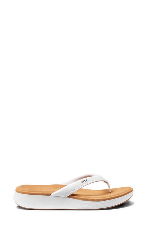 Shop Reef Cushion Cloud Platform Flip Flop In White/tan