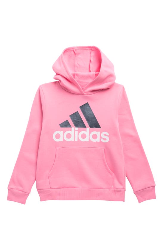 Adidas Originals Kids' Graphic Logo Fleece Hoodie In Med Pink