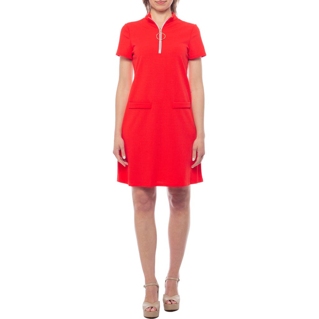 Tash And Sophie Pull Zipper A-line Dress In Orange
