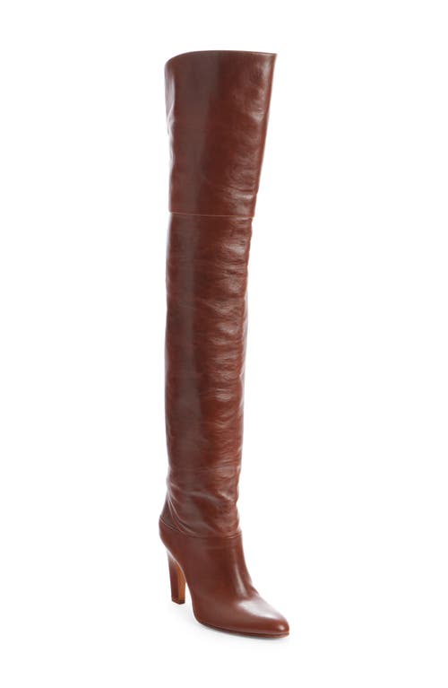 Chloé Eve Over The Knee Leather Boots In Sooty Brown