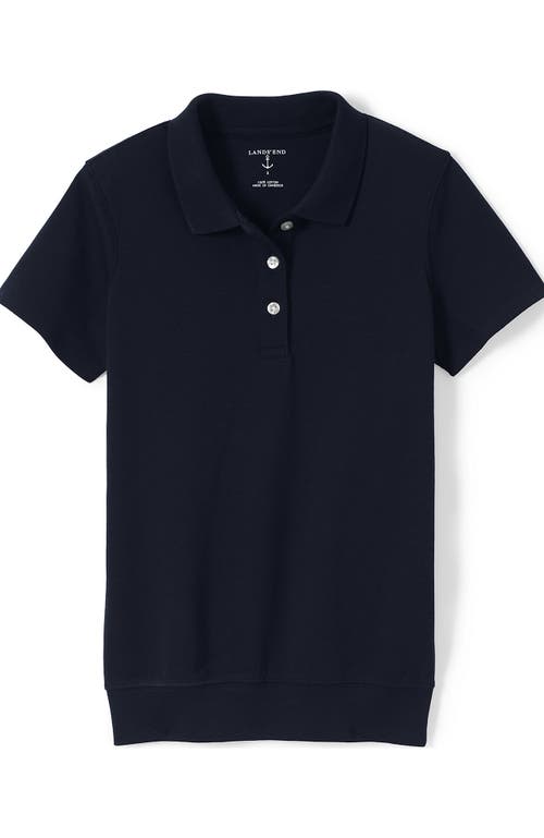 Shop Lands' End School Uniform Big Kids Short Sleeve Banded Bottom Polo Shirt In Classic Navy