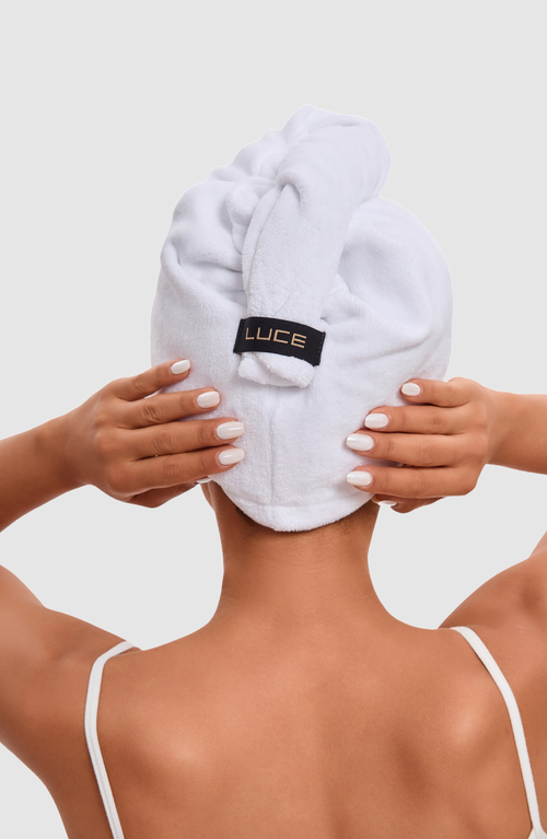 Luce Beauty Adjustable Hair Towel Wrap In White