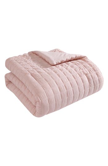 Tahari Grid Seersucker 3-piece Comforter Set In Pink