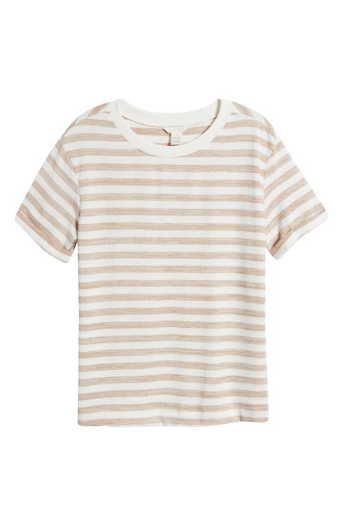 Shop Caslonr Caslon(r) Ease Stripe Crewneck T-shirt In Tan Oxford- White Charm Stripe