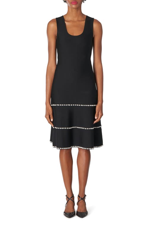 Carolina Herrera Imitation Pearl Embellished Sleeveless Wool Dress in Black at Nordstrom, Size X-Small