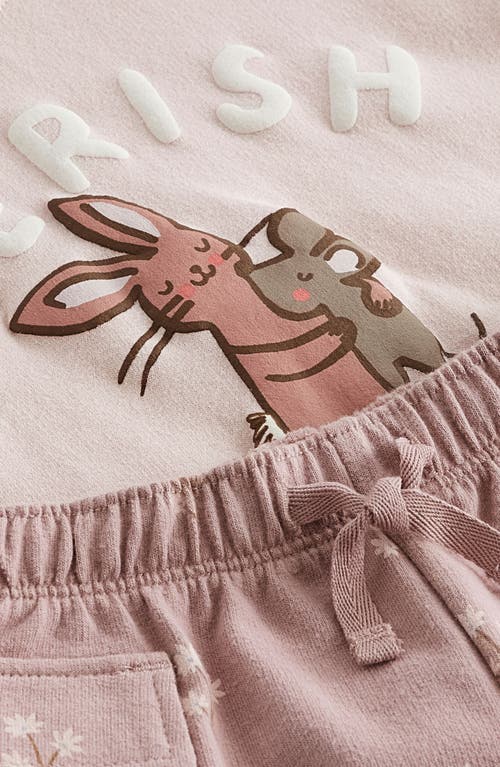 Shop Next Kids' Bunny Top & Shorts Set In Dusty Rose