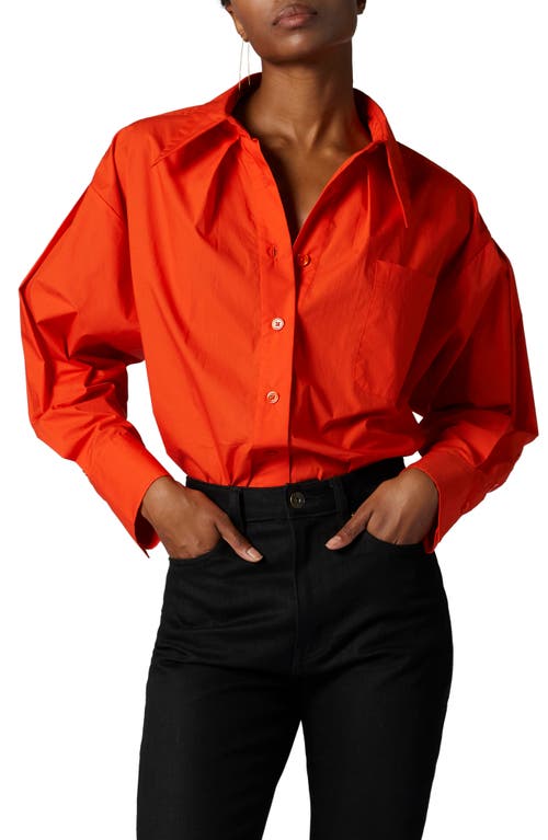 Equipment Sergine Pleat Sleeve Button-Up Shirt Fiery Red at Nordstrom,
