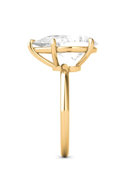 Hautecarat Pear Cut Lab Created Diamond Ring In 3.00 Ctw 18k Yellow Gold