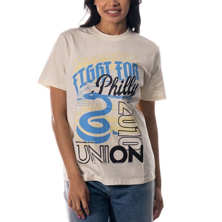 Shop The Wild Collective Cream Philadelphia Union Oversized Washed T-shirt