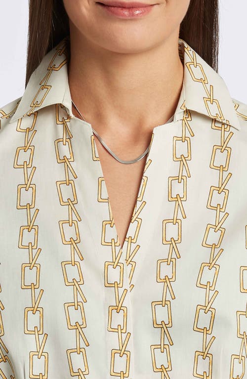 Foxcroft Taylor Chain Stripe Cotton Button-up Shirt In Ivory Multi