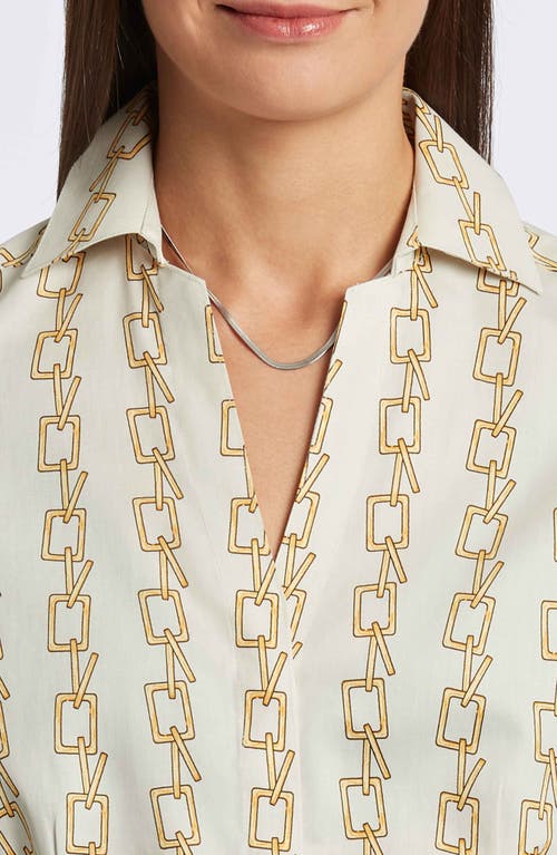 Shop Foxcroft Taylor Chain Stripe Cotton Button-up Shirt In Ivory Multi