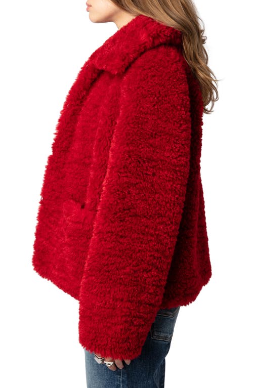 Shop Zadig & Voltaire Fred Faux Fur Jacket In Crimson