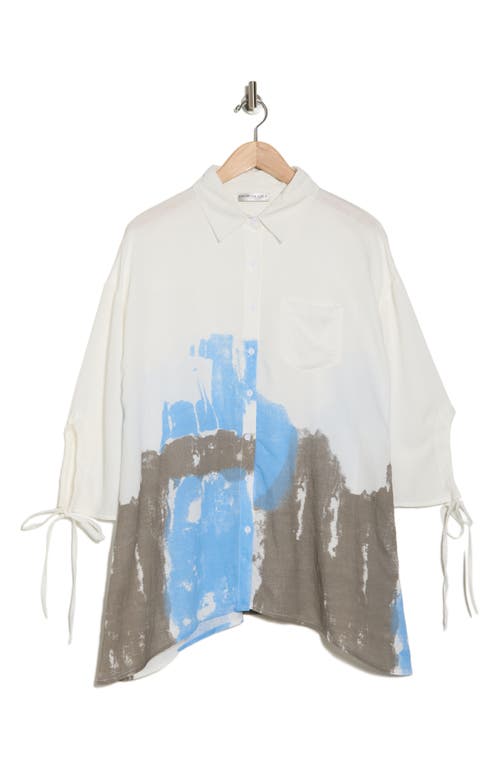 Patrizia Luca Printed Button-up Tunic Shirt In White