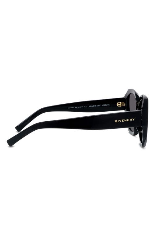 Shop Givenchy Gv Day 55mm Round Sunglasses In Shiny Black/smoke