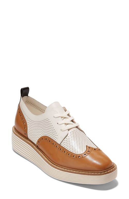 Shop Cole Haan Øriginalgrand Platform Wingtip Derby In Pecan/ivor