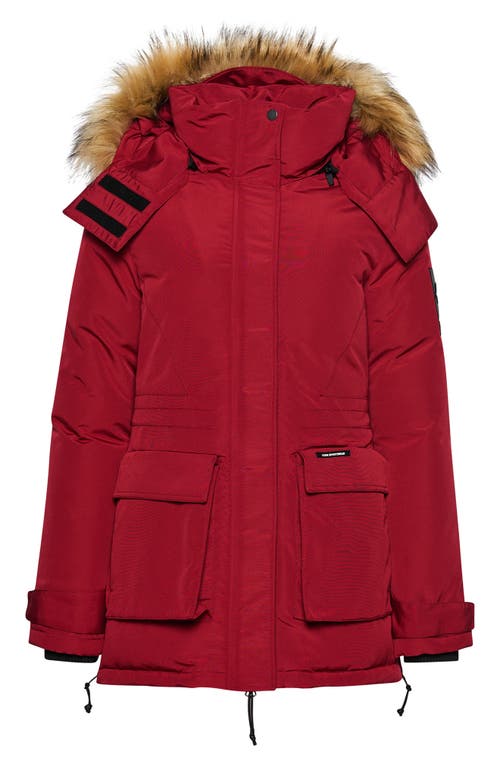 Superdry Code Expedition Everest Water Resistant Parka With Faux Fur Trim in Dark Berry