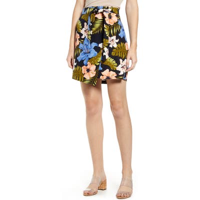 Vero Moda Efie Milo Tropical Print Faux Wrap Miniskirt, Blue