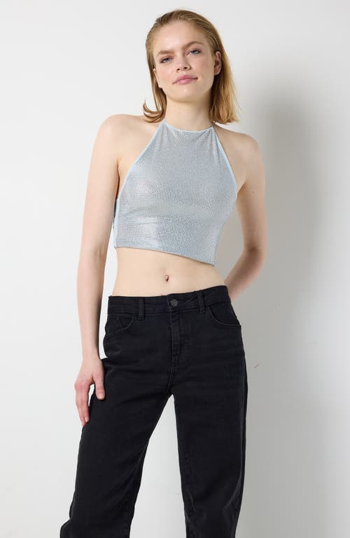 Shop Noisy May Nicola Rhinestone Crop Halter Top In Silver Detail Sequin