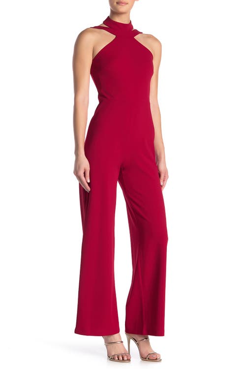 bebe Choker Neck Jumpsuit in Red