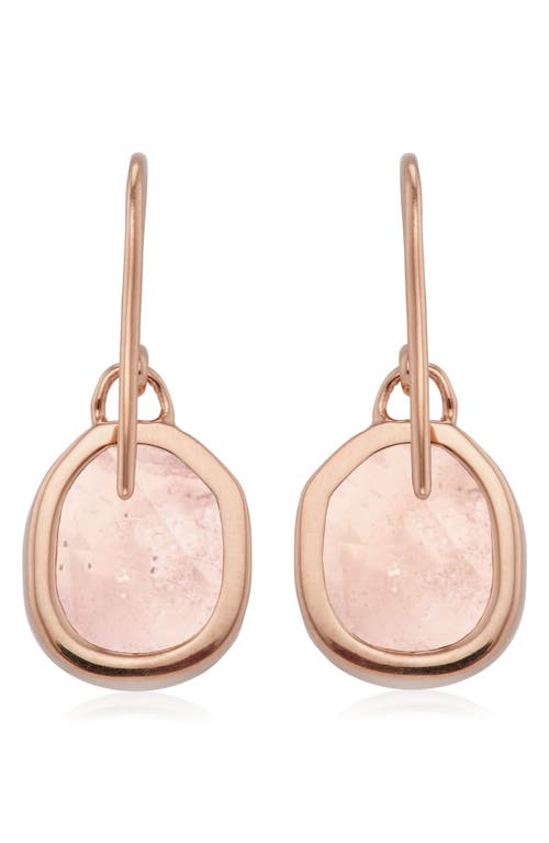 Shop Monica Vinader Siren Semiprecious Stone Drop Earrings In Rose Gold/rose Quartz