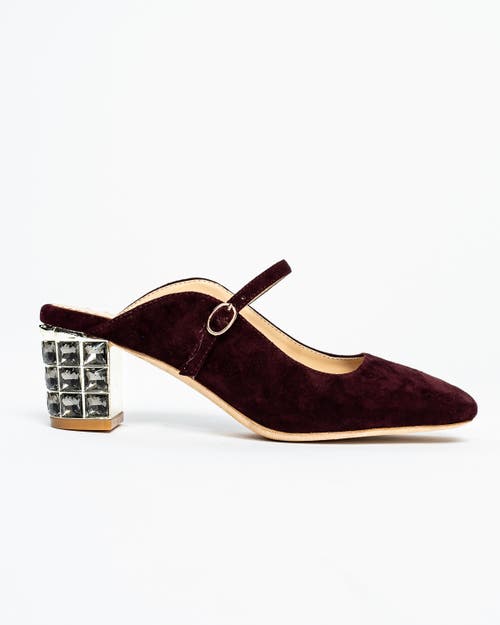 Allegra James Women's Brown / Red Lola Burgundy Suede Square Toe Mary Jane Comfortable Day Or Evening Mule In Wine