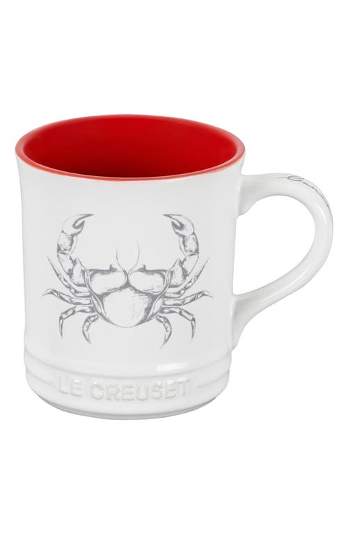 Le Creuset Zodiac Stoneware Mug In White/red