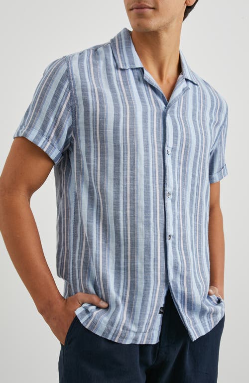 Rails Amalfi Regular Fit Stripe Cotton Camp Shirt Powder Cobalt at Nordstrom,