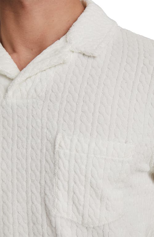 Reiss White Towelling Cable Knit Polo Shirt In White