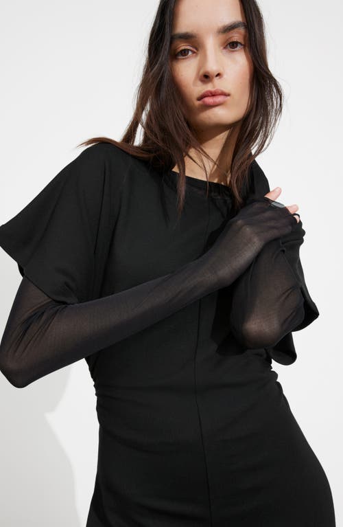 Shop & Other Stories Dolman Sleeve Midi Dress In Black Dark