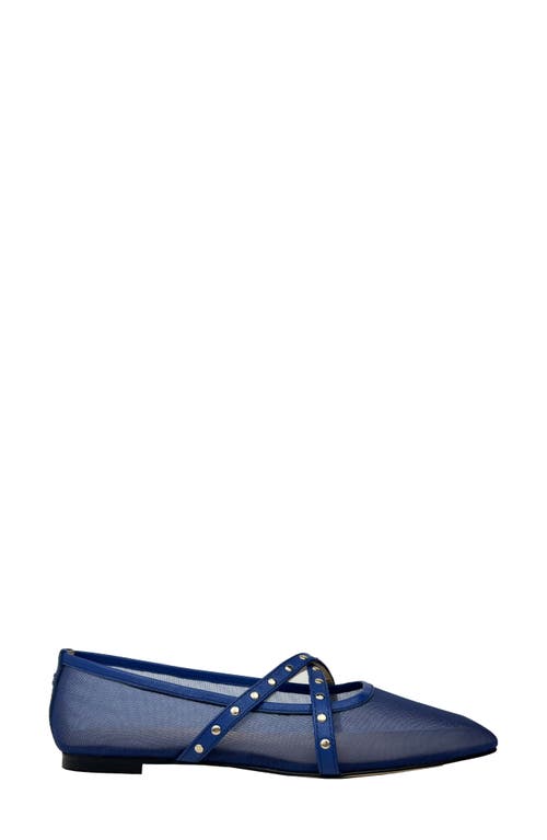 Shop Yosi Samra Chloe Square Toe Flat In Blue