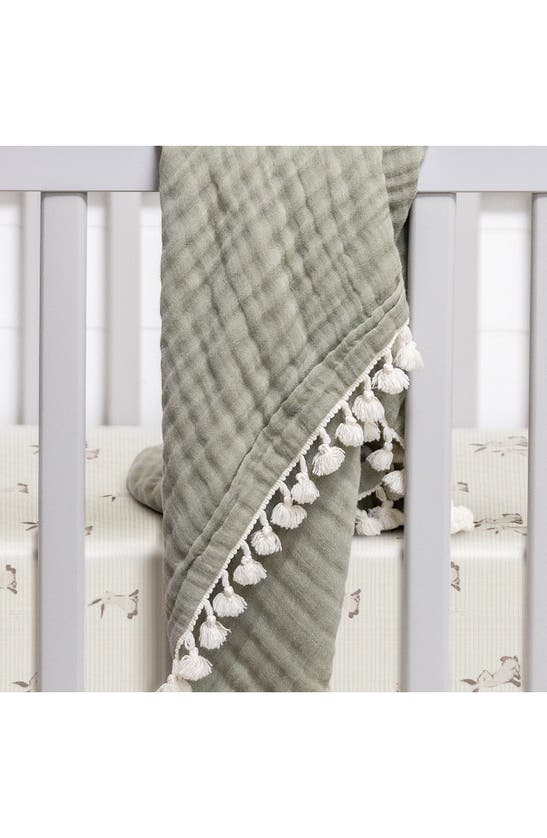 Crane Baby Avery Print Organic Cotton Muslin Fitted Crib Sheet In Bunny