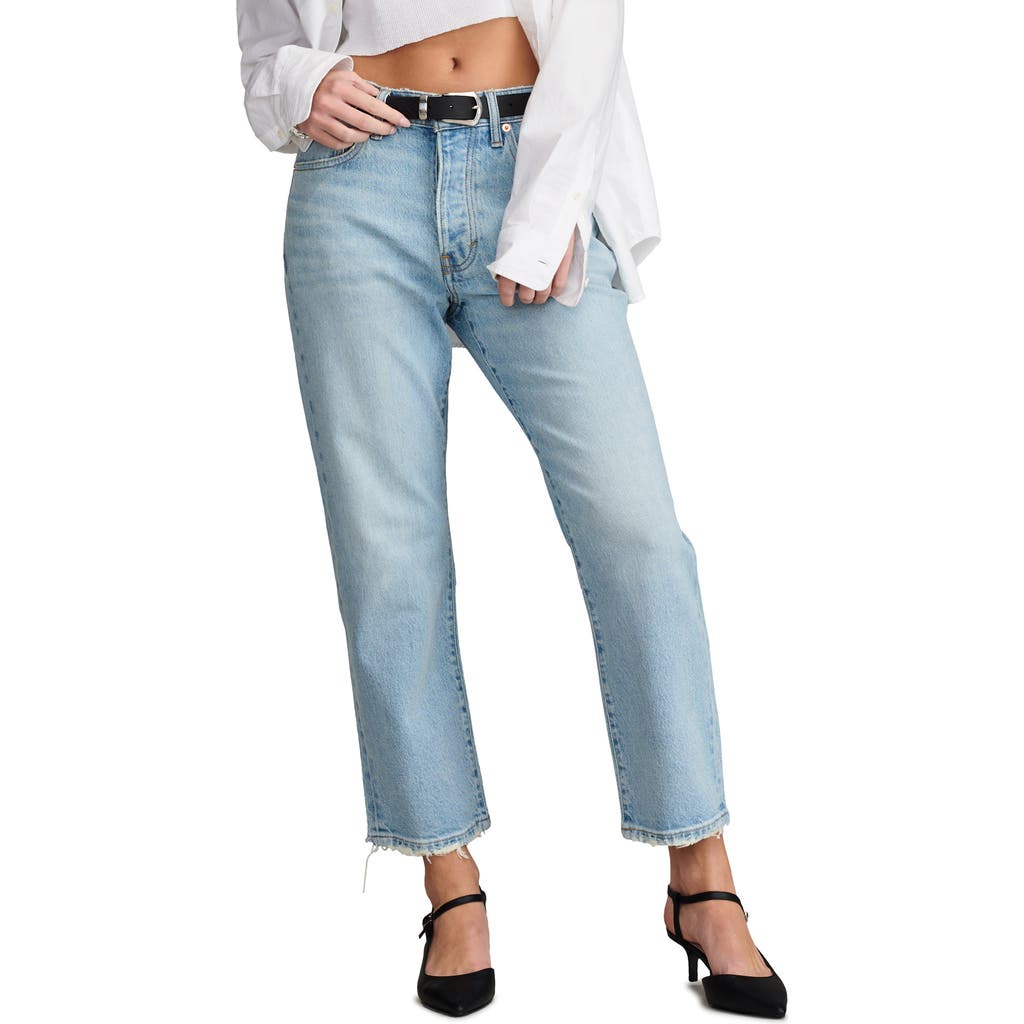 Lucky Brand '90s Loose Raw Hem Crop Jeans In Blue
