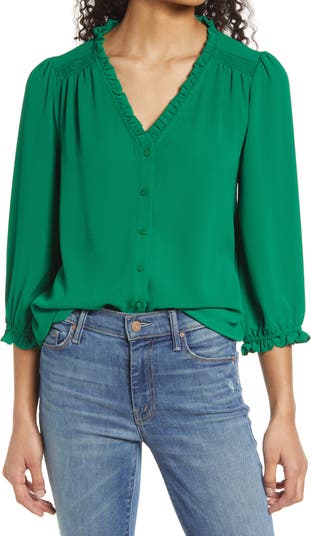 Cece ruffle neck hot sale blouse