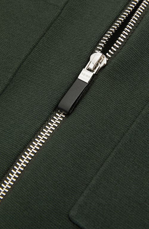 Shop Reiss Rivers Zip-up Cardigan In Dark Green