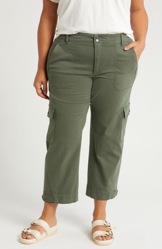 Shop Liverpool Los Angeles Utility Crop Cargo Pants In Moss Green