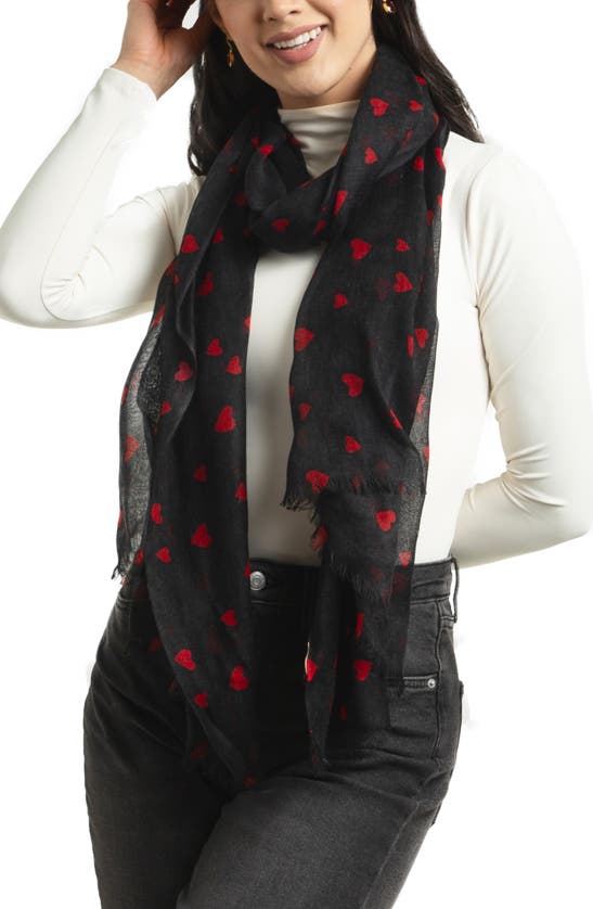 Saachi Hearts Wool Scarf In Black