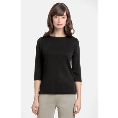 Ming Wang Three Quarter Sleeve Crewneck Knit Shell