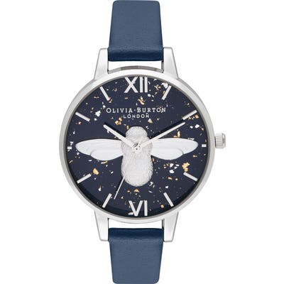 Olivia Burton Celestial Bee Leather Strap Watch,
