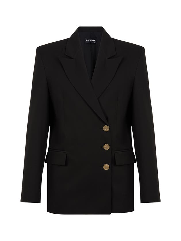 Shop Nocturne Double-breasted Masculine Jacket In Black