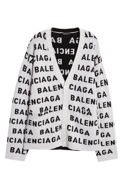 Balenciaga Jacquard Allover Logo Oversized Crew Neck Sweater FR 38 - US  Medium